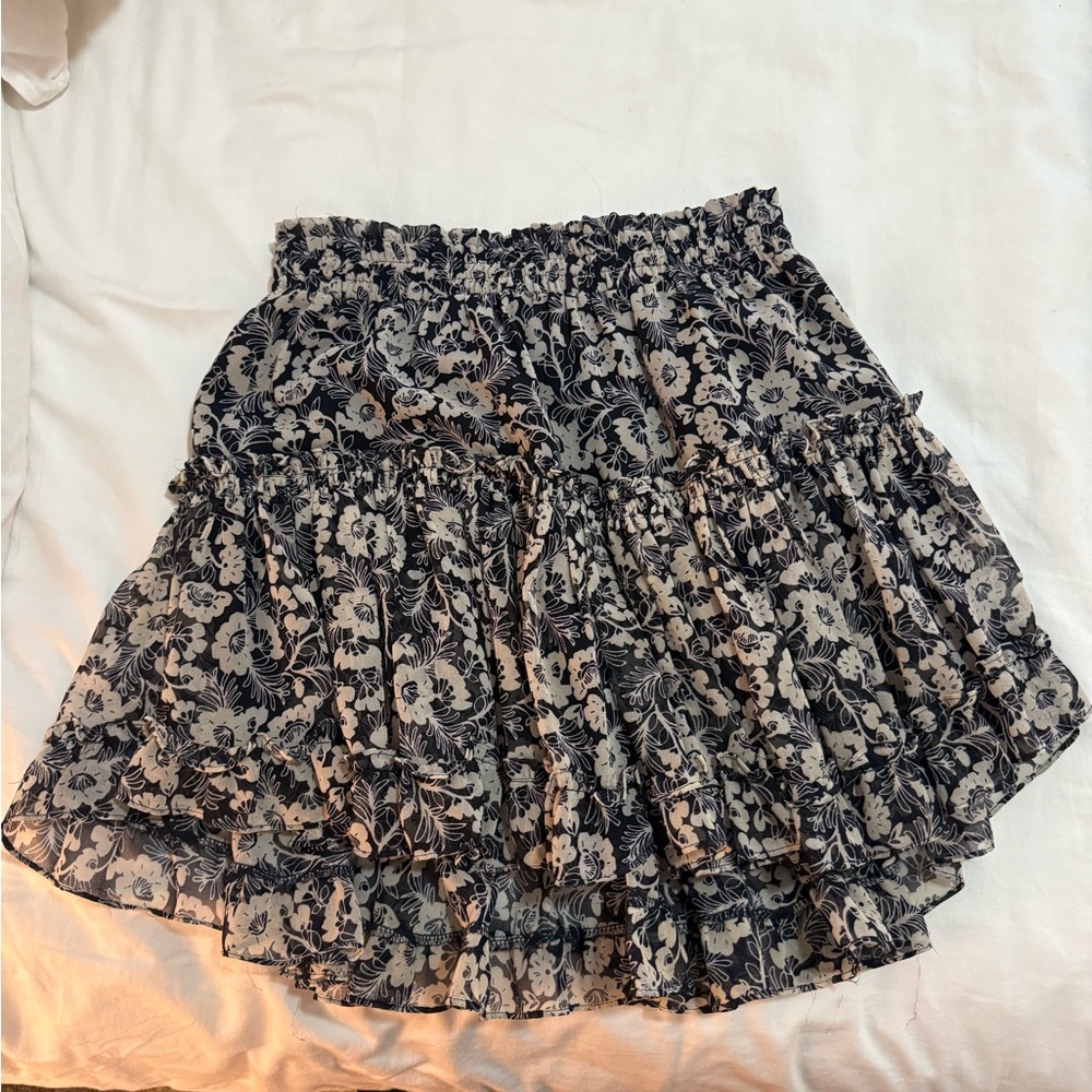 Misa Los Angeles Navy and Cream Floral Mini Skirt